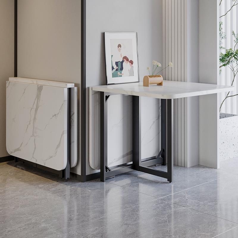 4I折叠餐桌简易家用小户型长方形折叠桌椅出租房用奶油风饭桌子