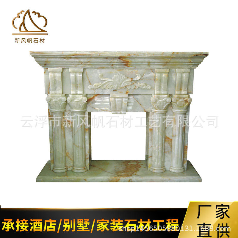 云浮石雕壁炉制作 古青玉装潢石材大理石壁炉雕刻精品壁炉厂家