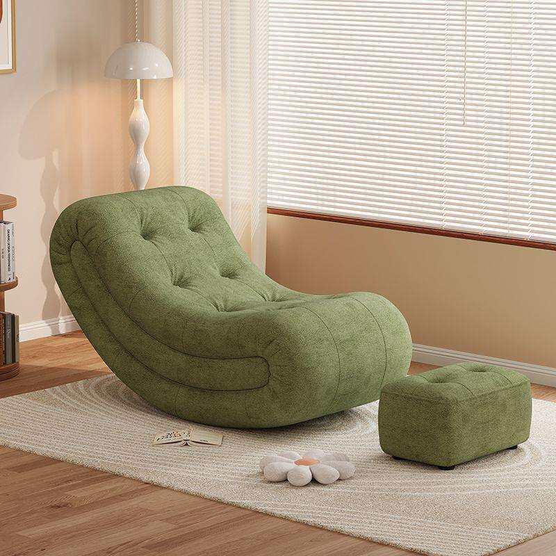 月亮摇摇椅沙发客厅复古阳台单人躺椅小户型毛毛虫真皮懒人沙发椅