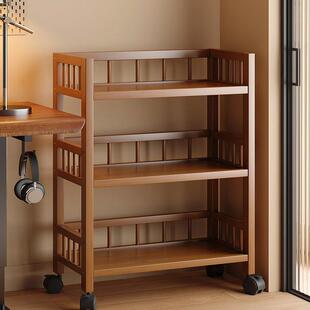 可移动书架带轮小推车落地置物架一体靠墙简易书柜书桌下储物架子