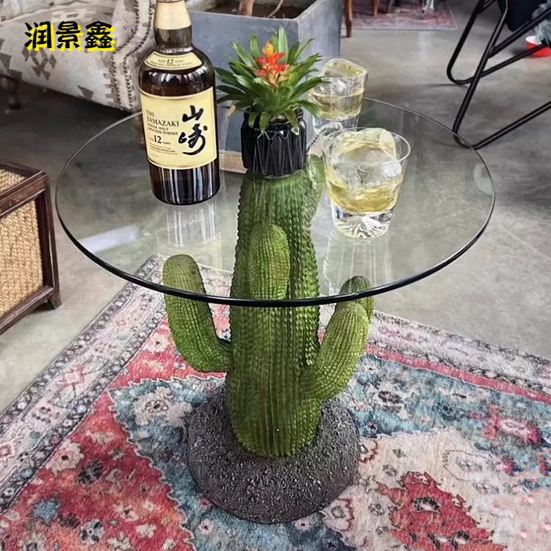 现代简约小角几边几设计师仙人掌茶几民宿酒店酒吧商场摆件小家具