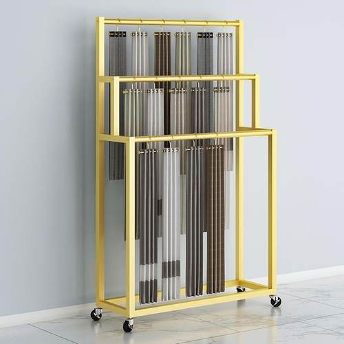 窗帘吊卡展示架家纺布艺布料样品展会陈列架子落地式双面移动展架