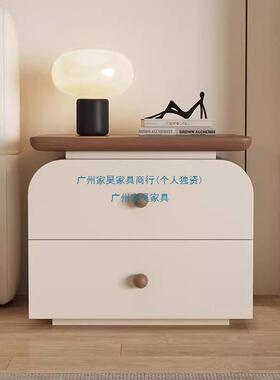2026新款免安装中古奶油风极简现代高级感收纳储物卧室床头柜