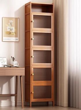 J^书架落地置物架书柜带柜门防尘高窄柜夹缝储物一体靠墙边角