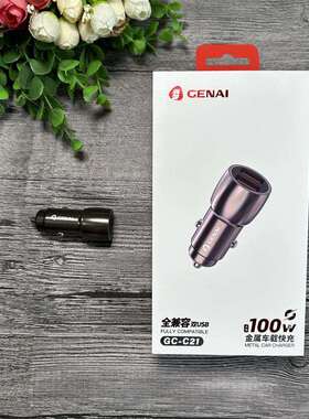 歌奈GC-C21车充100W金属双usb全兼容闪充