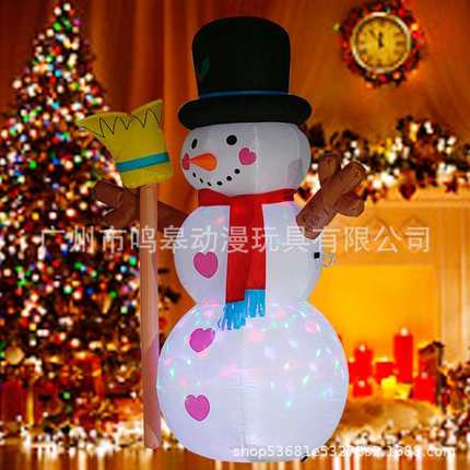 圣诞节庭院场景布置充气彩灯雪人装饰品LED发光道具圣诞气模