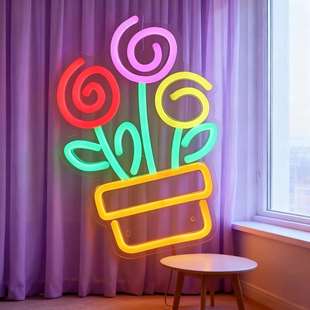 led霓虹灯发光字母鲜花门店招牌广告牌标志性装饰灯雕刻灯牌