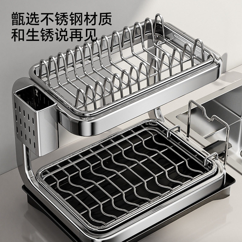 加厚不锈钢洗碗架沥水架碗盘碗架厨房置物架沥水篮碗筷碗碟收纳架