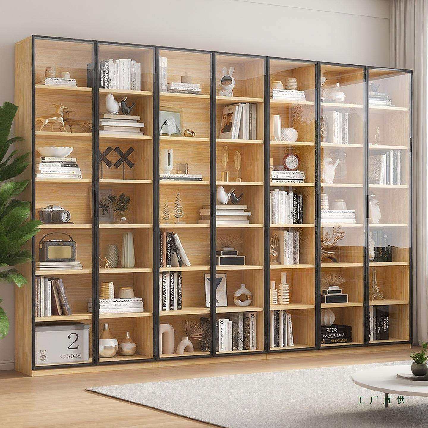 实木松木玻璃门书架防尘加深加厚展示柜书柜落地靠墙整面墙组合柜,电子元器件市场,其它元器件,淘宝优惠券,粉丝福利购,淘宝优惠卷