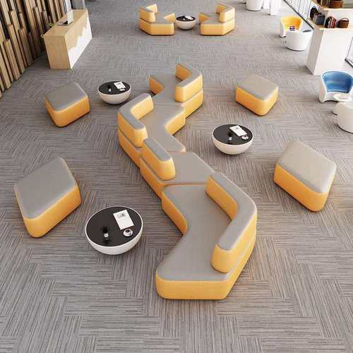 现代休闲办公沙发组合个性创意大厅等候休息区接待室异形皮艺家具