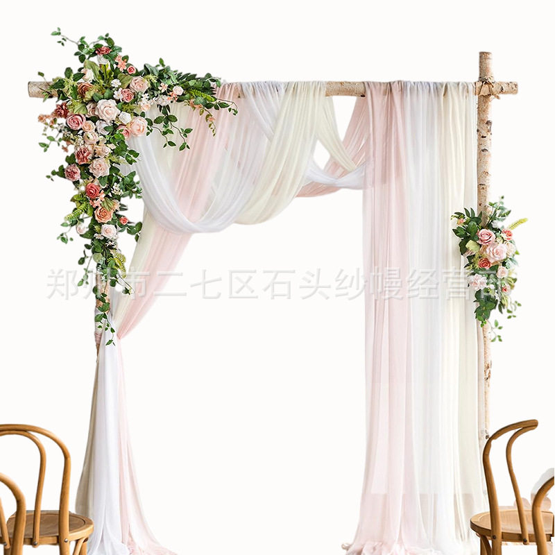 亚马逊跨境热卖新款拱门花仿真花布幔纱幔婚礼套装宴会派对户外