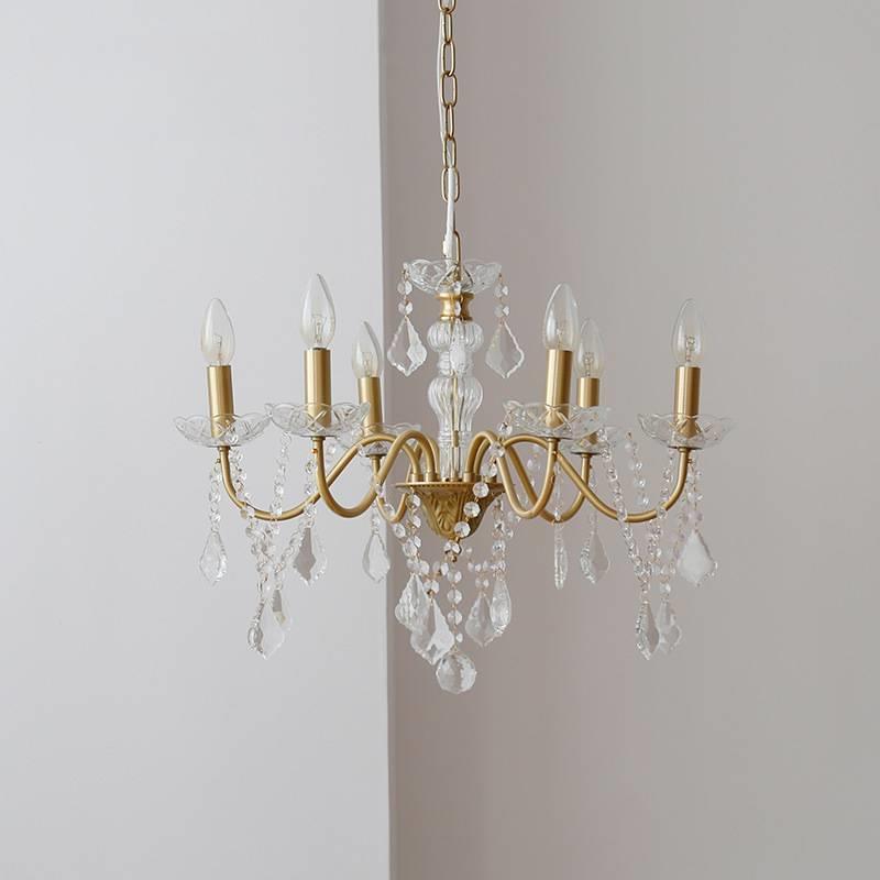 全铜美式蜡烛水晶吊灯现代简约法式轻奢浪漫卧室衣帽间餐厅吊灯