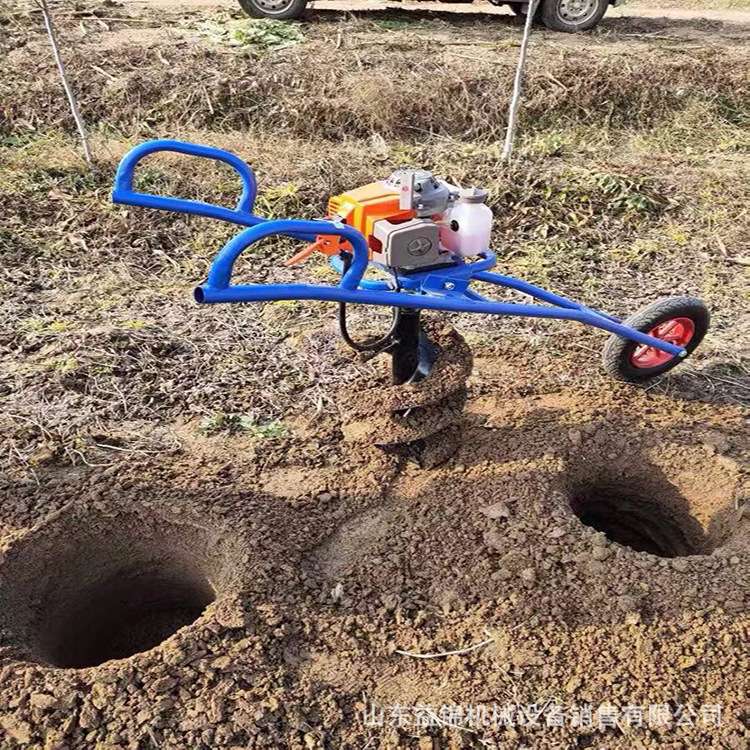 建造大棚打桩挖坑机 汽油独轮地钻机 便捷手提打眼机