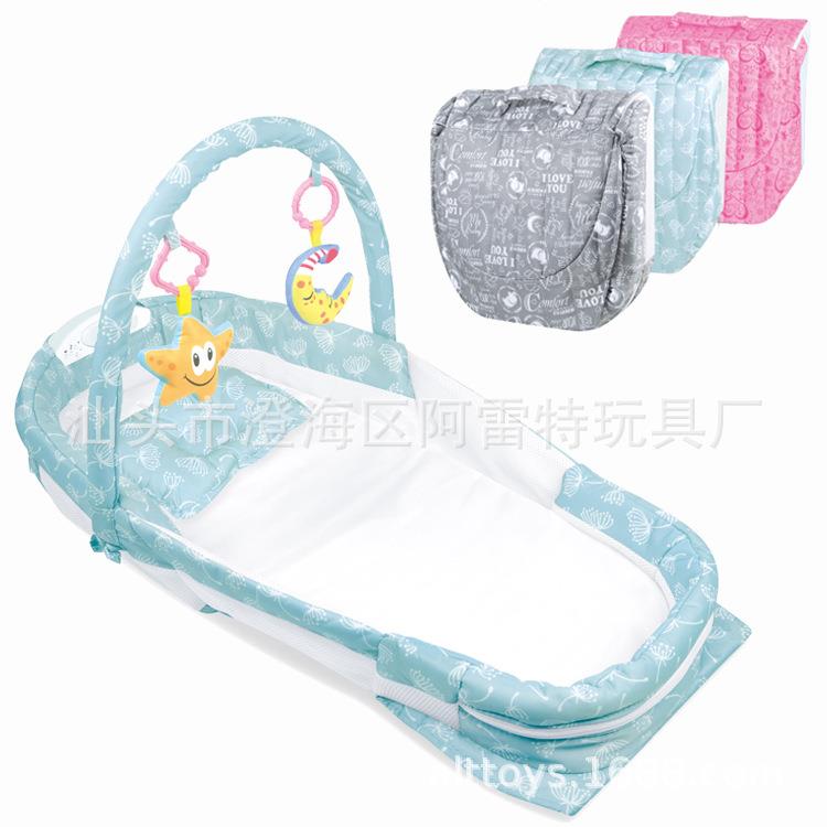 婴儿加长版便携式分隔床带灯光音乐多功能婴儿床宝宝玩具床