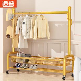 新款特厚32管落地立式衣架家用卧室可移动室内多功能收纳衣帽架子