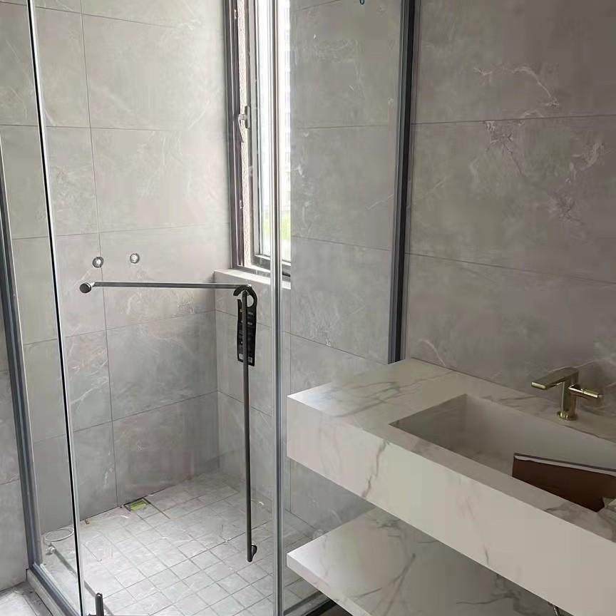 浴室干湿分离玻璃门砖石型淋浴房洗澡间隔断推拉门家用极简洗澡间