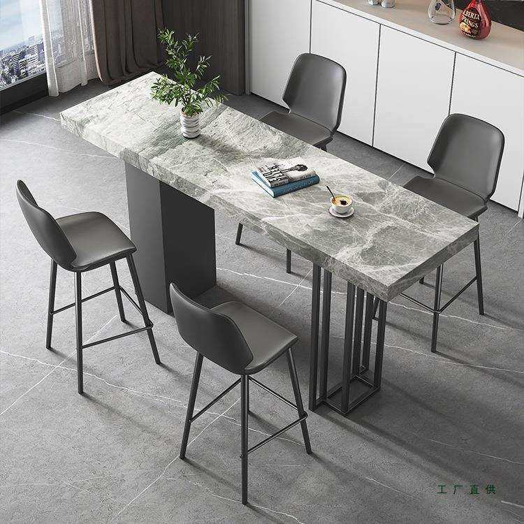 轻奢岩板吧台桌家用开放式厨房中岛台网红餐桌一体简约隔断高脚桌