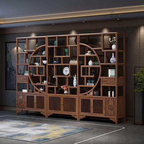 LCP1新中式博古架实木展示柜置物架书架客隔断中式仿古多宝阁