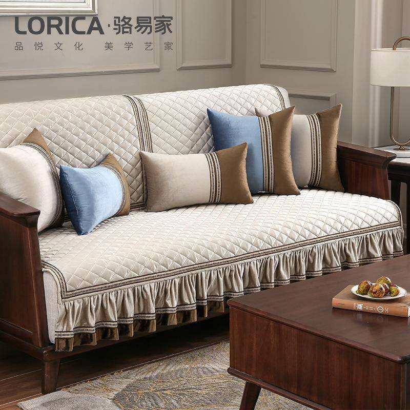 欧式沙发套沙发罩全套2020年新中式毛绒沙发垫冬季防滑加厚实木罩