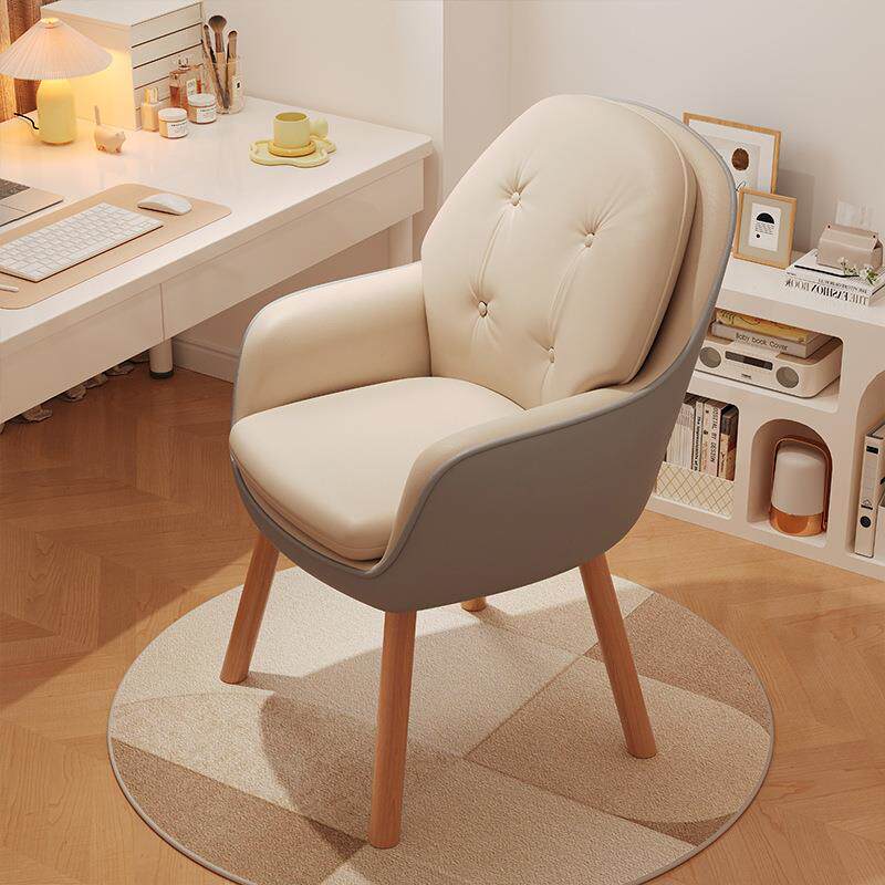 椅子家用卧室舒服久坐电脑椅软包可移动旋转学习靠背椅沙发梳妆凳