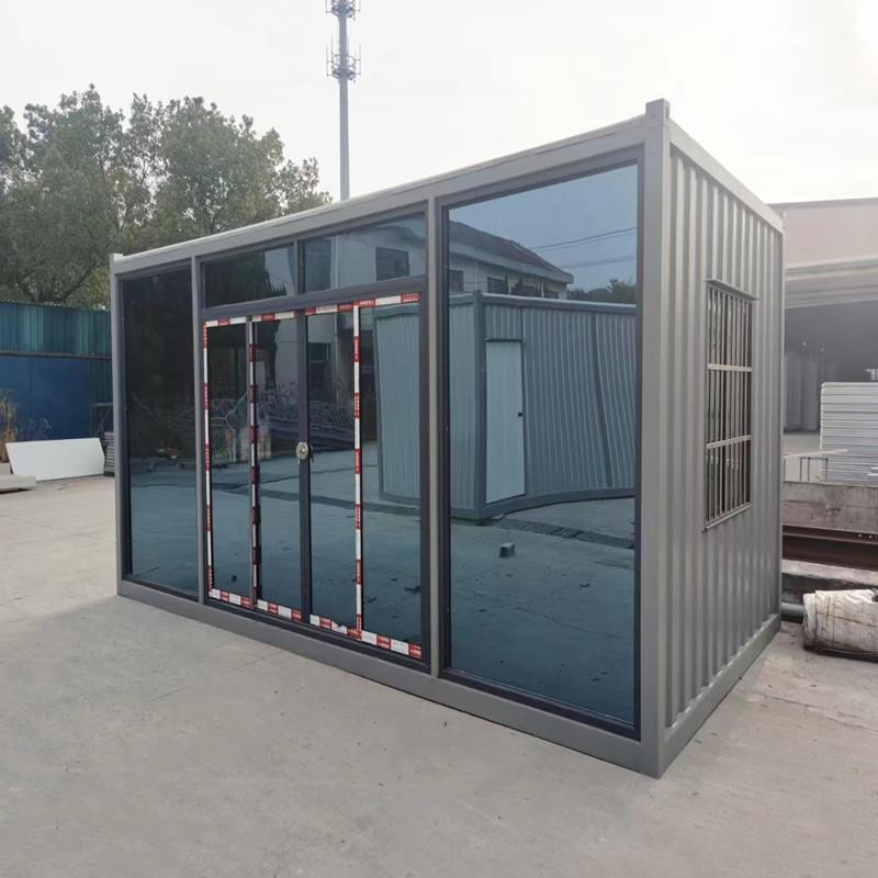 大波纹集装箱房住人移动活动房玻璃幕墙办公室箱式防火彩钢板房