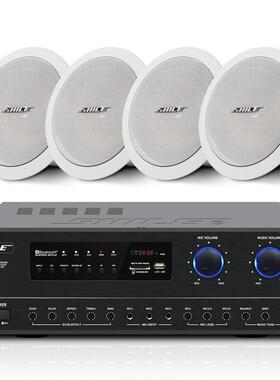 狮乐（SHILE）AV108+BX206一拖四吸顶音响系统6.5英寸定阻吸顶喇