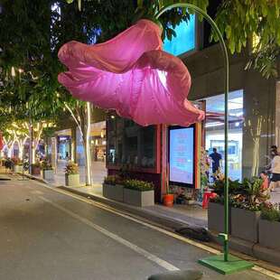 感应玫瑰花互动花开合牵牛花装置开合美陈厂网红自动花灯户外气模