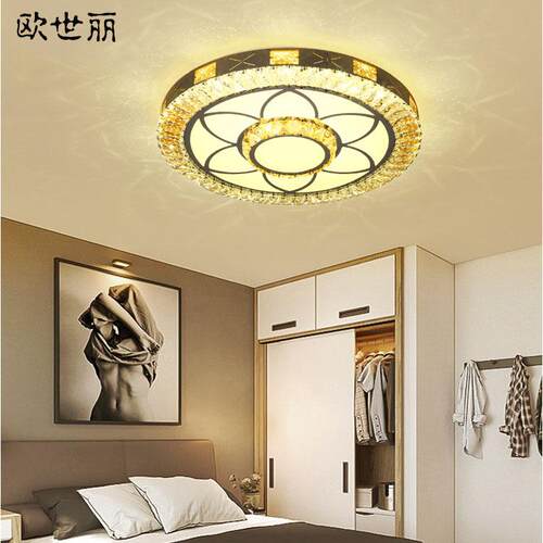 led卧室灯现代简约艺术客厅灯轻奢水晶吸顶灯具新款直销