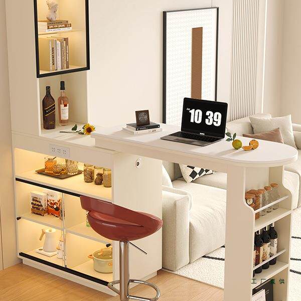 吧台桌家用阳台休闲小吧台伸缩客厅玄关隔断柜轻奢高级感岩板吧台