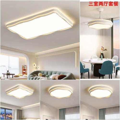 现代简约客厅主灯2024新款奶油风花朵吸顶灯led超亮全屋灯具中山