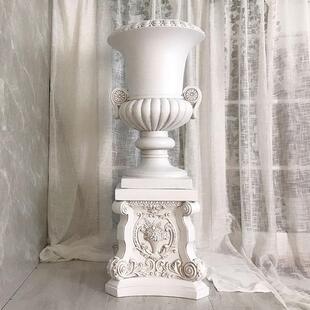 欧式玻璃钢罗马柱盆落地大花瓶样板房展厅婚庆大厅景观路引摆设