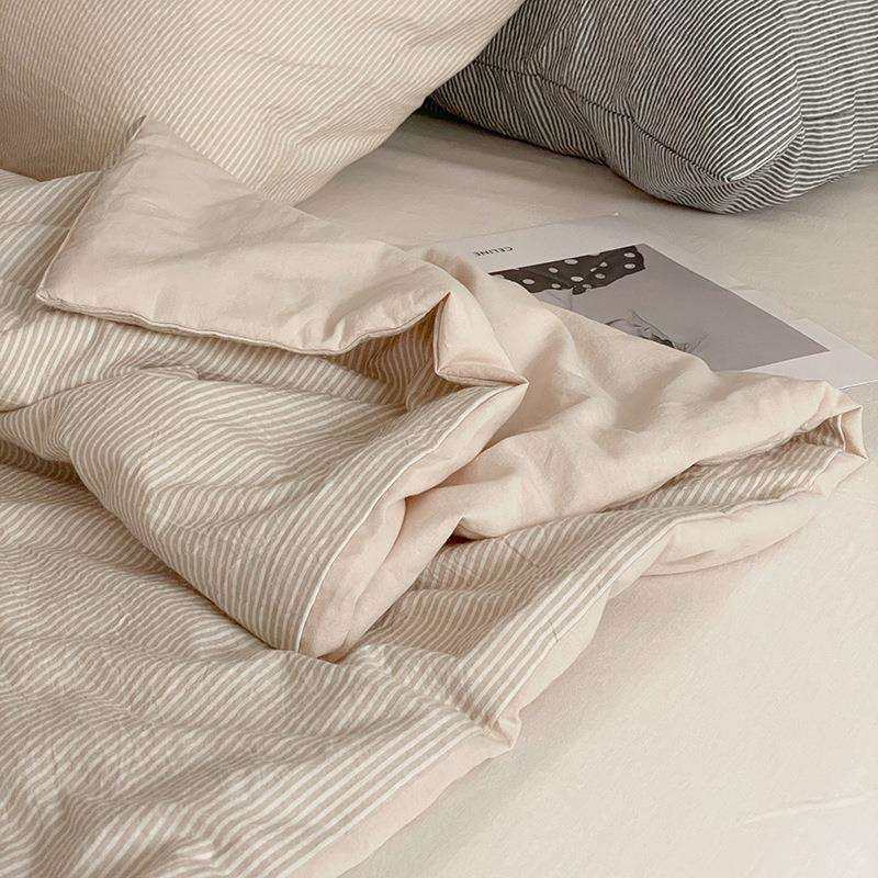 简约日式细条纹全棉水洗棉夏凉被三件套纯棉机洗夏季薄被芯四件套,收纳整理,烫衣板及配件,淘宝优惠券,粉丝福利购,淘宝优惠卷