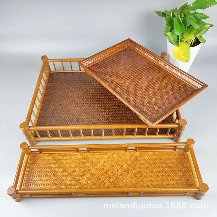 竹编茶盘干炮台竹制茶盘竹制品茶具配件茶道大中小号