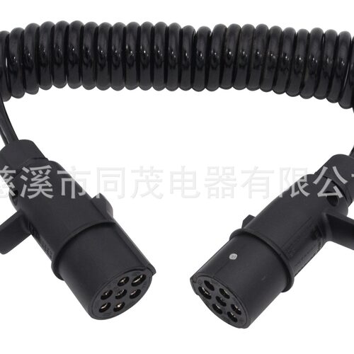 TM1107-4米 7芯拖车线TPU弹簧螺旋线纯铜汽车弹簧线 挂车螺旋线