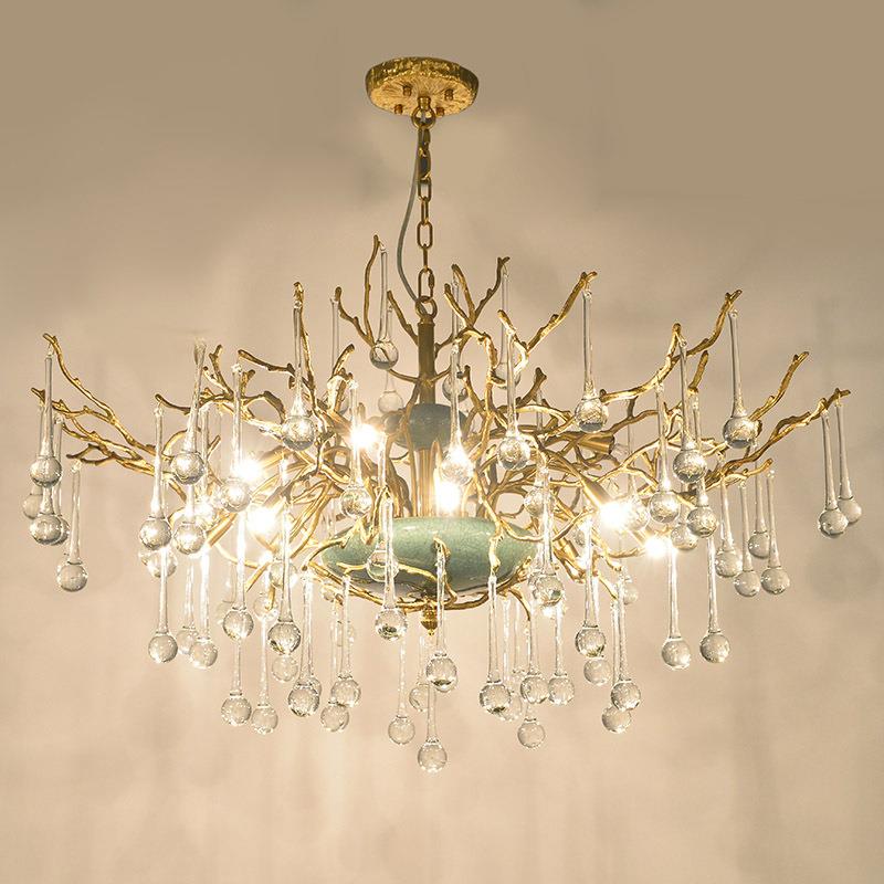 全铜新中式树枝陶瓷吊灯个性设计师别墅茶馆客厅卧室餐厅装饰吊灯