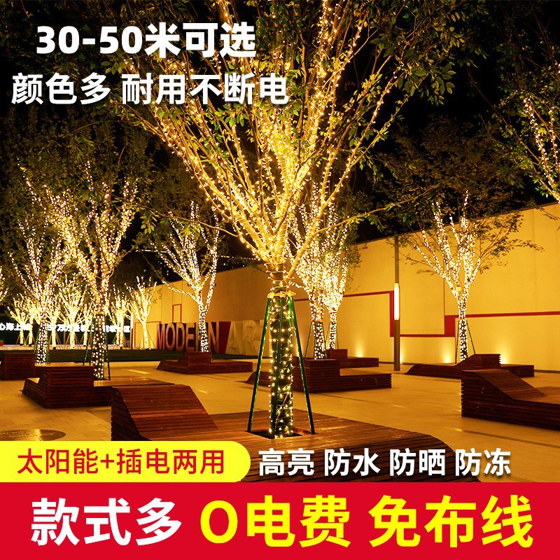 太阳能插电两用户外皮线灯串