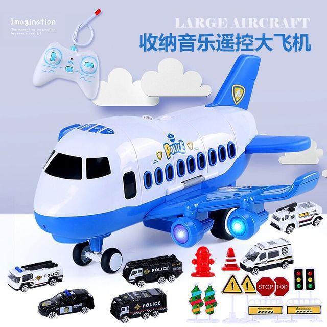 学智善四通遥控惯性客机早教灯光音乐收纳车玩具仿真空中巴士大号