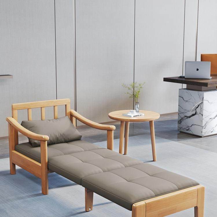 单人沙发床实木可折叠阳台多功能简约现代办公室午休小户型伸缩床