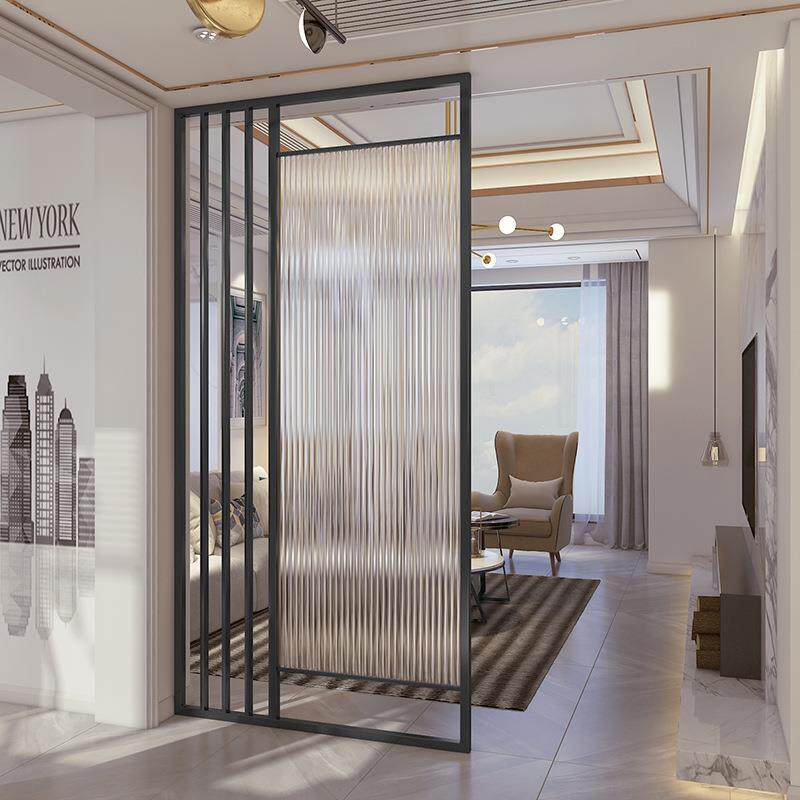 北欧简约玻璃屏风隔断客厅装饰入户玄关家用墙房间卧室不锈钢定作
