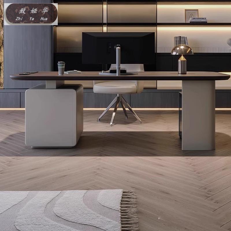 现代简约轻奢家用办公电脑桌设计师款高档实木写字台意式极简书桌