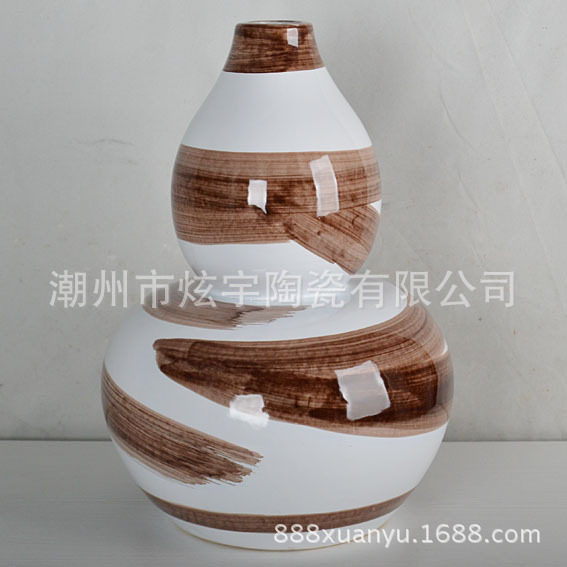 高端大尺寸葫芦篮彩陶瓷花瓶新中式酒店花园摆件跨境陶瓷台灯底座