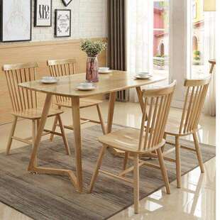 实木餐桌椅组合北欧橡胶木简约小户型饭店餐厅长方形吃饭餐桌家具