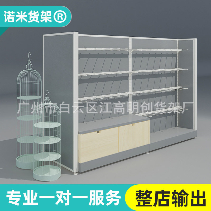 超市货架展示架便利店文具中岛钢木质展示架百货母婴店双面货架