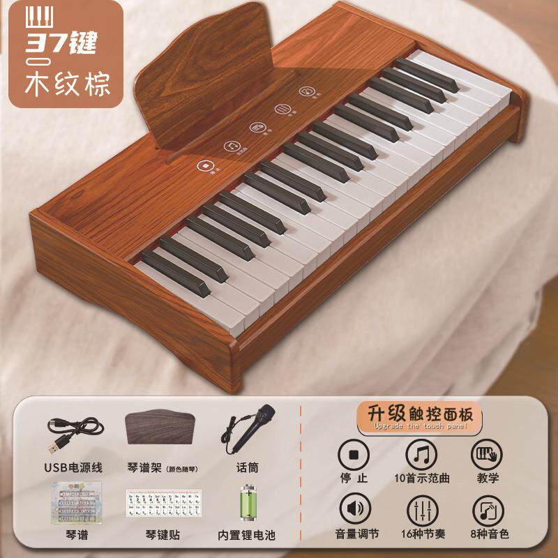工厂电钢琴初学者可弹奏宝宝37键木质触摸儿童电子琴2.2键宽