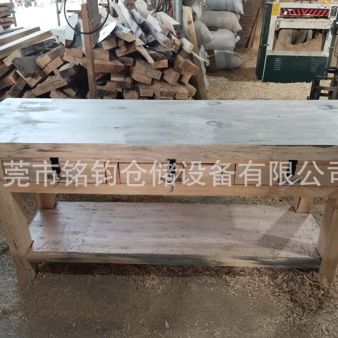 松木钳工台全实木模具维修桌带抽屉操作台机床仪器安装台加厚