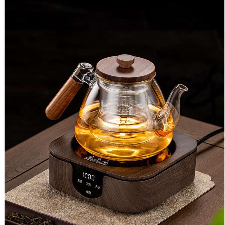 家用胡桃木蒸煮两用大容量花草茶壶高硼硅玻璃茶壶电陶炉煮茶器