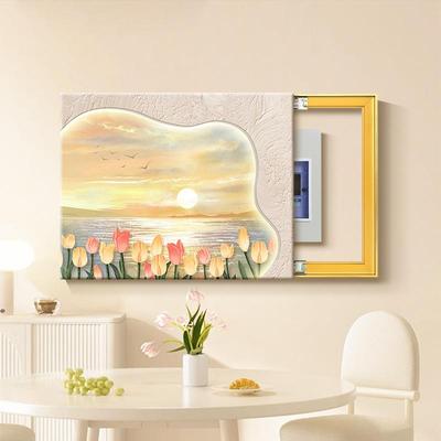 奶油风花卉电表箱装饰画现代简约免打孔电闸箱弱电箱电盒遮挡挂画