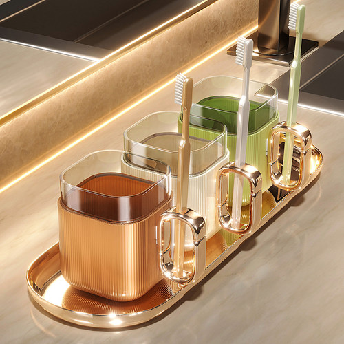 速发漱口杯情侣洗漱家儿牙刷牙杯杯用童缸一家三口轻奢牙杯牙刷杯