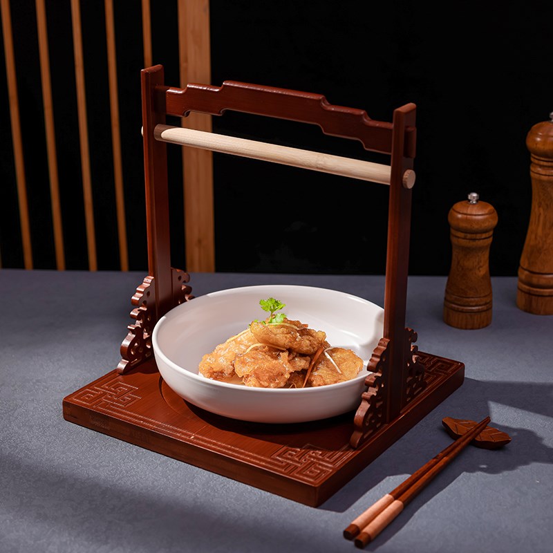 速发高级会手餐厅特色菜创意复古中国菜所提篮餐具新中式意境红圆