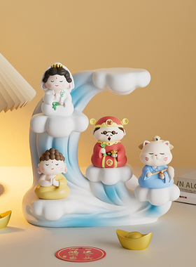 速发置生水起小台仙展示摆神小型博古风物架客厅桌面装饰品摆件